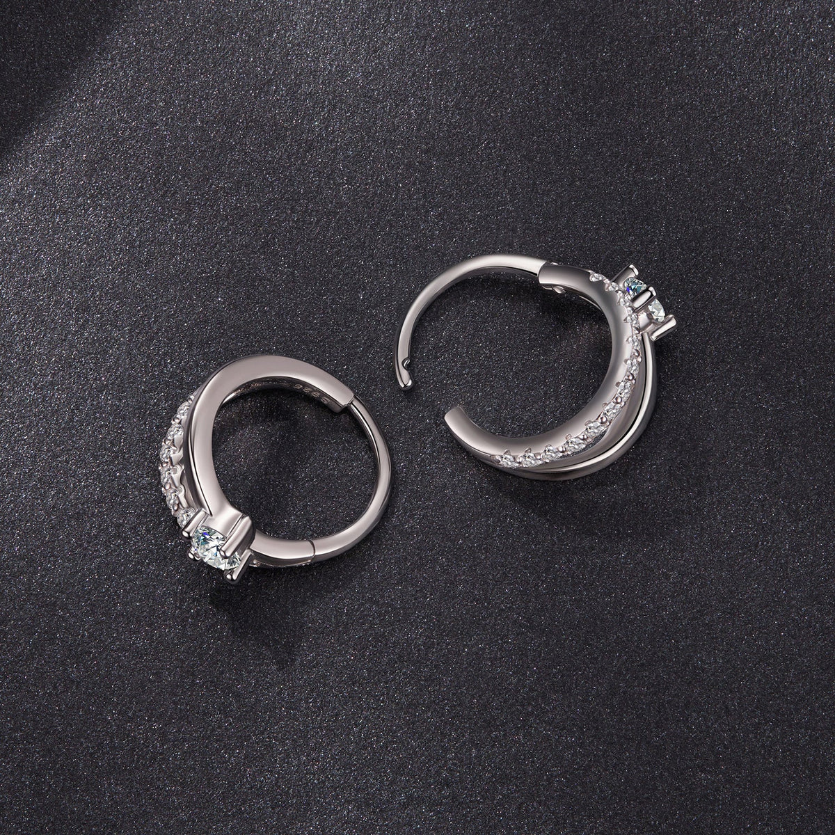 Pair of 925 sterling silver moissanite hoop earrings, 0.3ct, 1.2x0.6cm, women's jewelry on Tampa Home & Garden Store