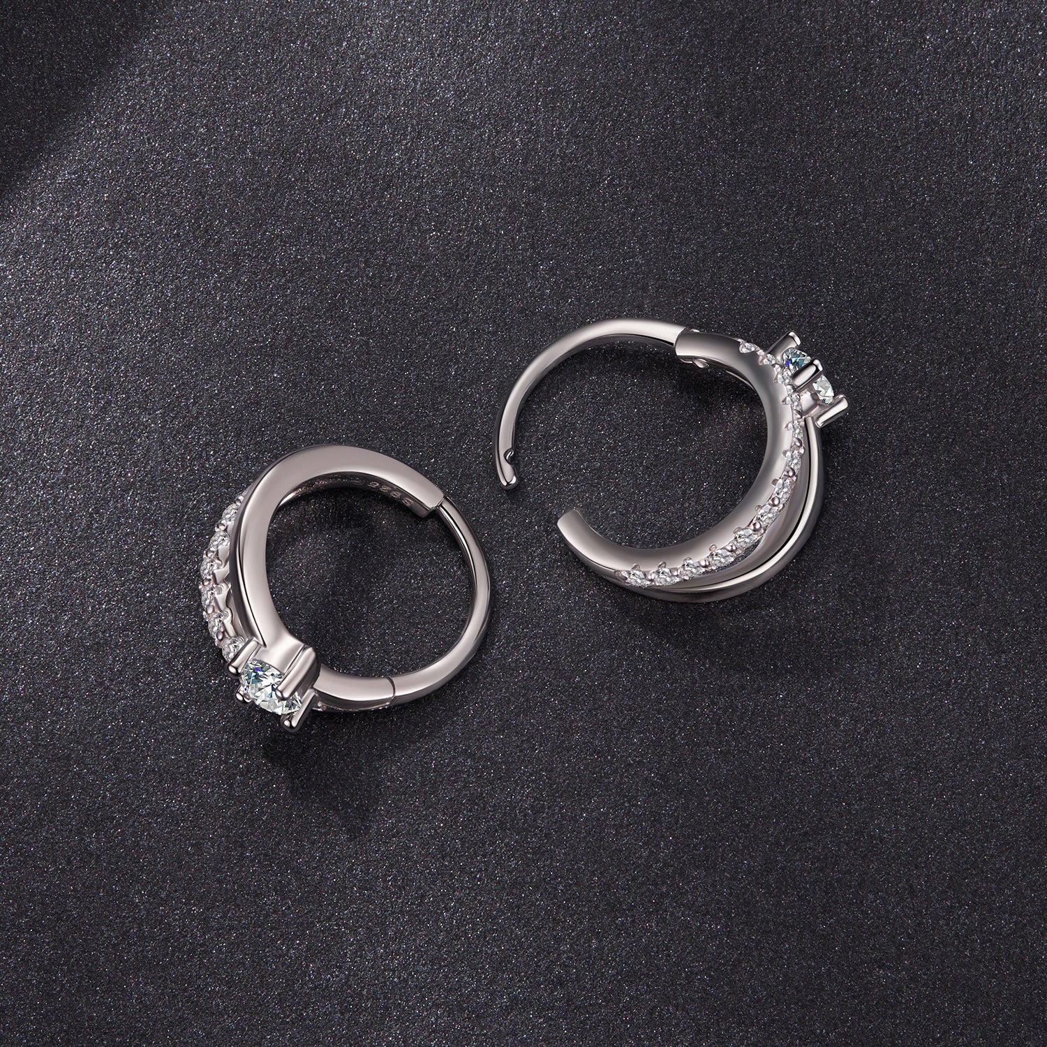Pair of 925 sterling silver moissanite hoop earrings, 0.3ct, 1.2x0.6cm, women's jewelry on Tampa Home & Garden Store
