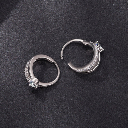 Pair of 925 sterling silver moissanite hoop earrings, 0.3ct, 1.2x0.6cm, women's jewelry on Tampa Home & Garden Store