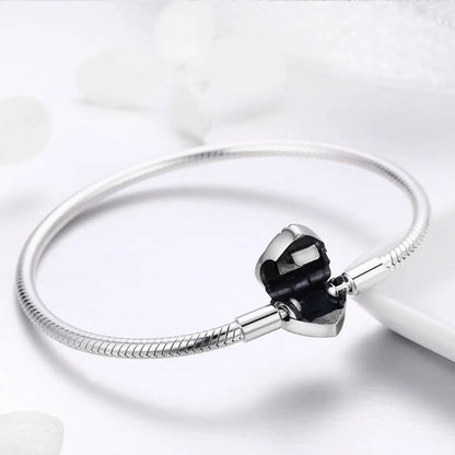 SCB 925 sterling silver bracelet snake chain with heart clasp size 17 for women by Bids.com on Tampa Home & Garden Store