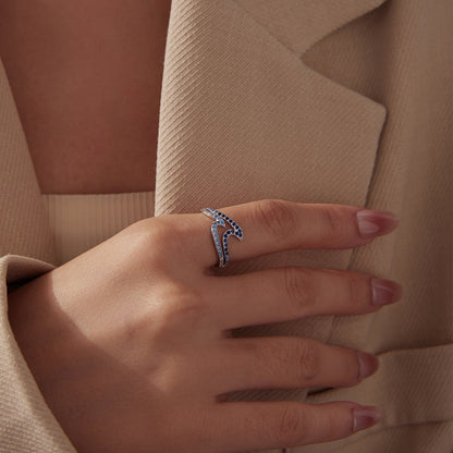 Ring by Bids.com, 925 sterling silver, white gold plated, blue CZ stones, size 6 for women on Tampa Home & Garden Store