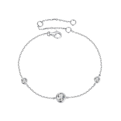 925 Sterling Silver moissanite bracelet with 5mm and 3mm bezel-set stones, lobster clasp on Tampa Home & Garden Store