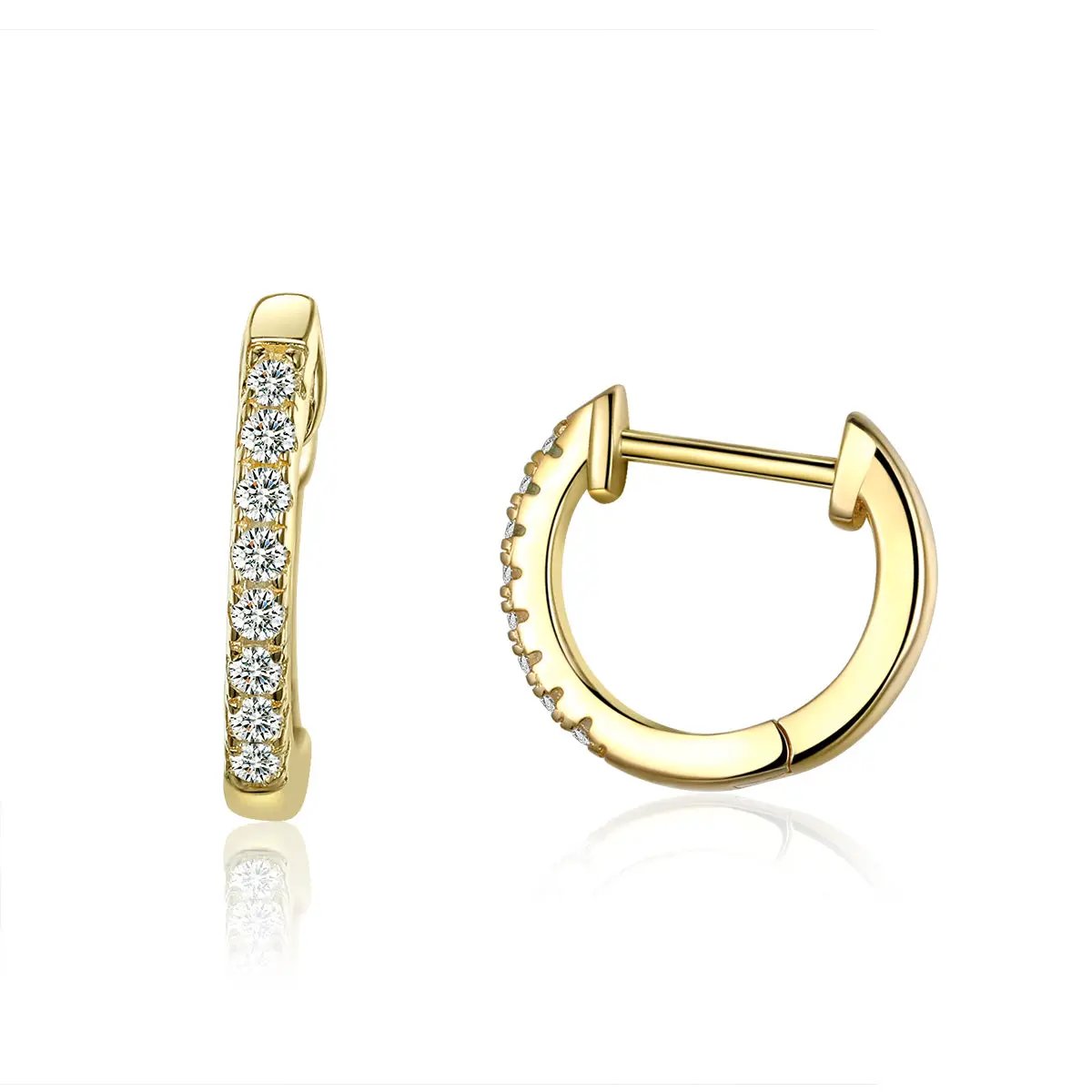 Earrings 1.3 cm pave CZ hoop, gold-tone finish, 925 Sterling Silver, Bids.com on Tampa Home & Garden Store