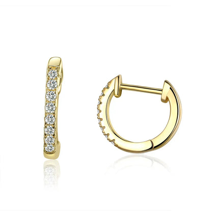 Earrings 1.3 cm pave CZ hoop, gold-tone finish, 925 Sterling Silver, Bids.com on Tampa Home & Garden Store