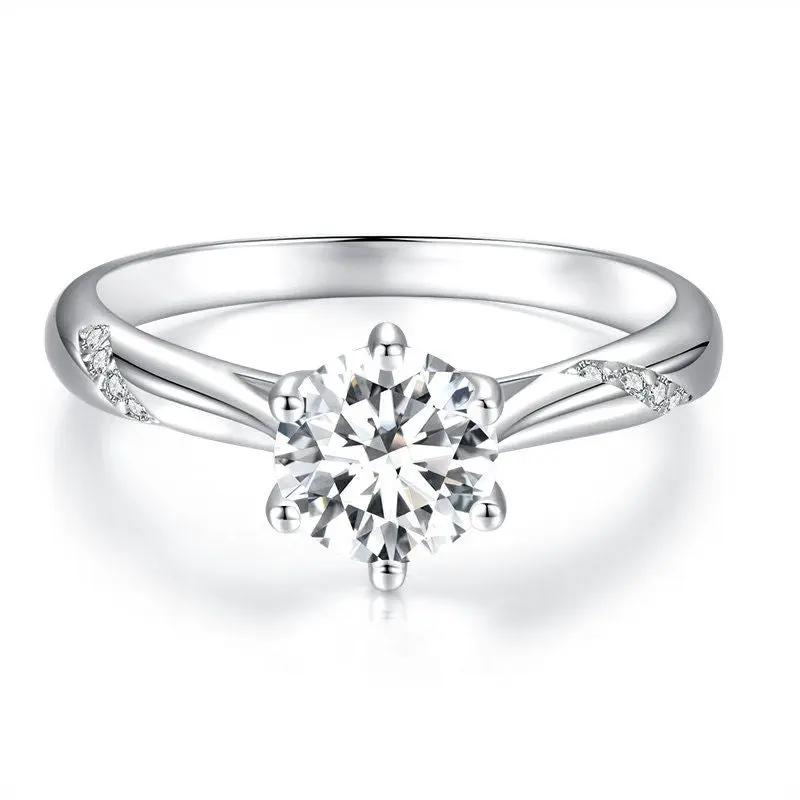 925 Sterling Silver Moissanite & Zircon Ring Size 5 by Bids.com with round center and shank pavé on Tampa Home & Garden Store