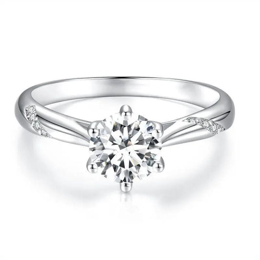 925 Sterling Silver Moissanite & Zircon Ring Size 5 by Bids.com with round center and shank pavé on Tampa Home & Garden Store