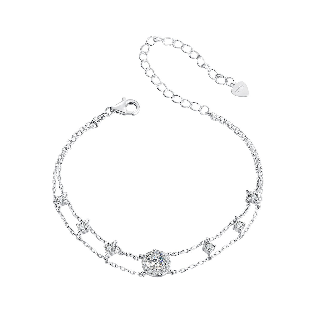 Bracelet, 925 with 5.0mm moissanite centerpiece, CZ accents, white gold plated Bids.com on Tampa Home & Garden Store