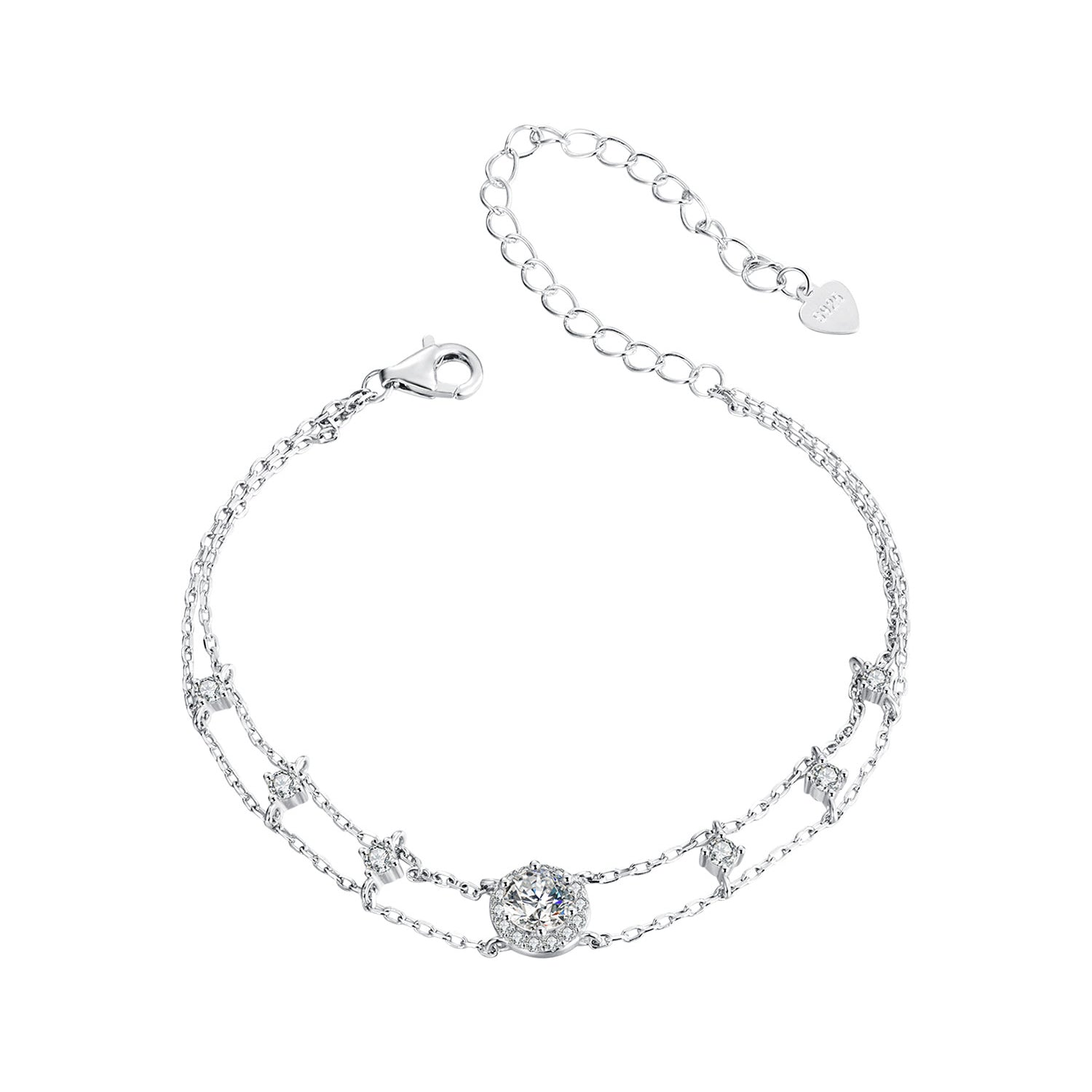Bracelet, 925 with 5.0mm moissanite centerpiece, CZ accents, white gold plated Bids.com on Tampa Home & Garden Store