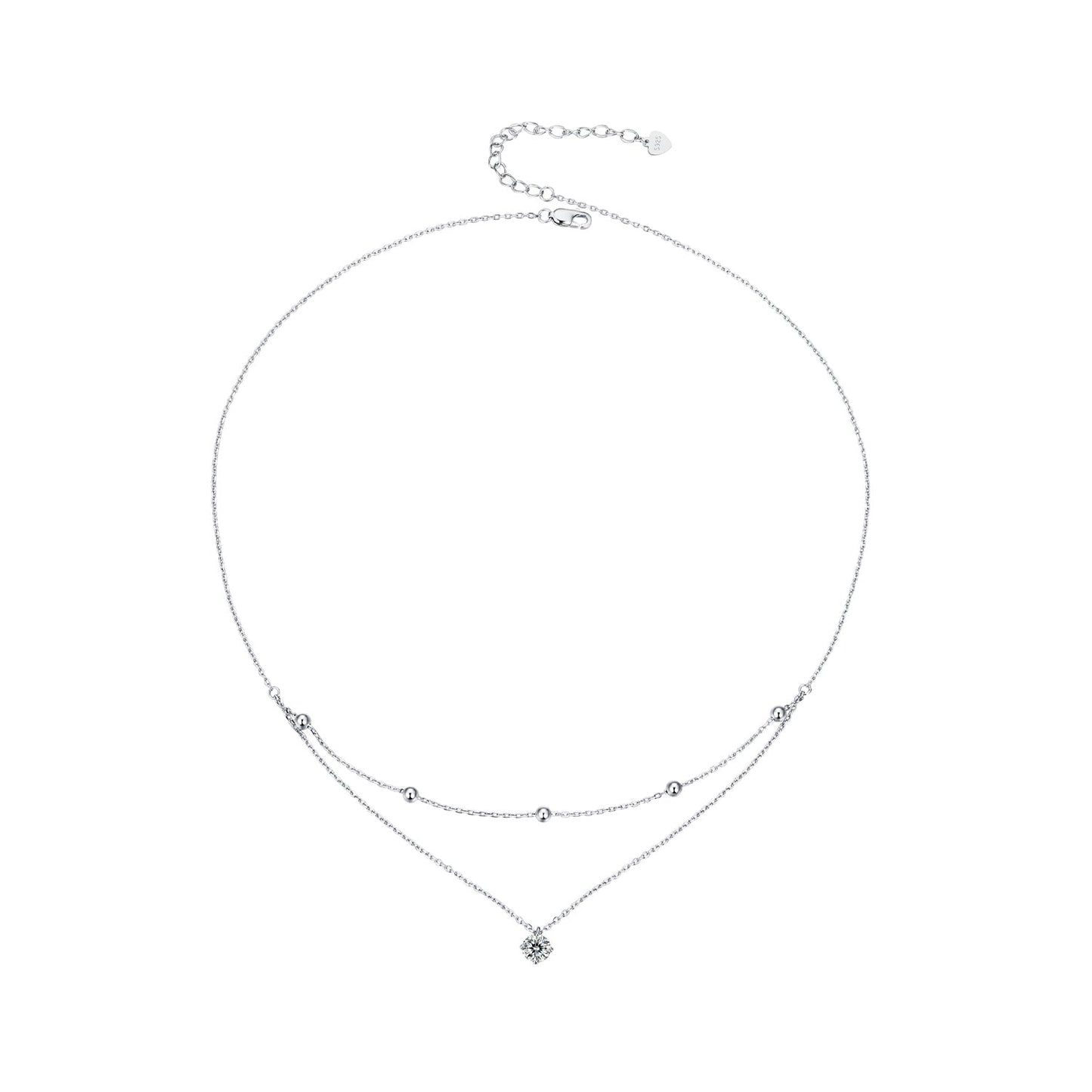 Sterling silver plated necklace with 5.0mm moissanite pendant and bead chain by Bids.com on Tampa Home & Garden Store