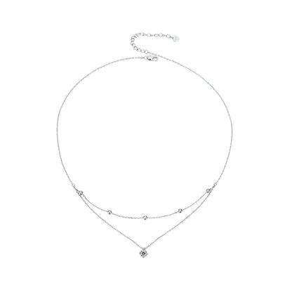 Sterling silver plated necklace with 5.0mm moissanite pendant and bead chain by Bids.com on Tampa Home & Garden Store