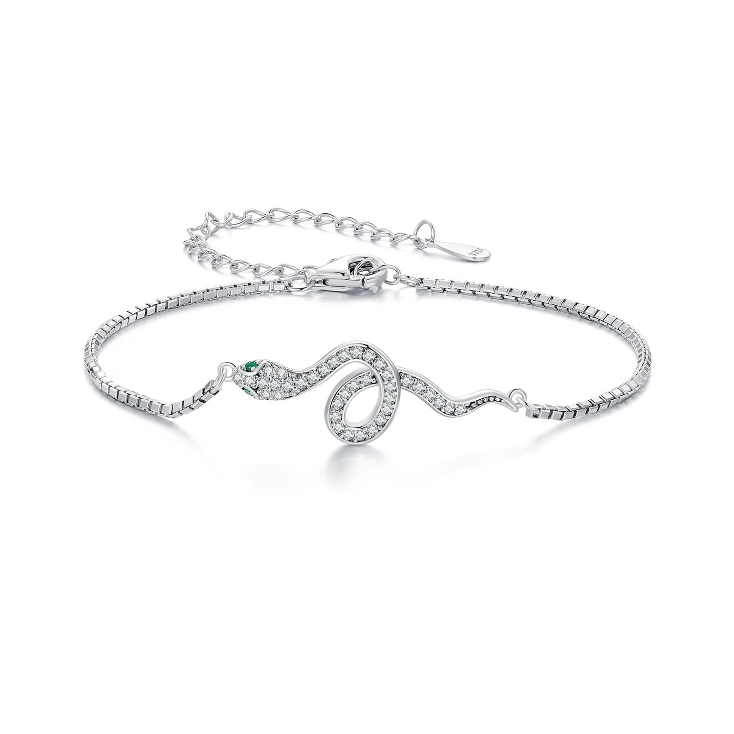 S925 Sterling Silver & Pavé CZ Platinum-Plated Bracelet with serpentine infinity motif by Bids.com on Tampa Home & Garden Store