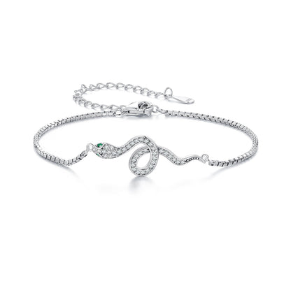 S925 Sterling Silver & Pavé CZ Platinum-Plated Bracelet with serpentine infinity motif by Bids.com on Tampa Home & Garden Store