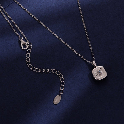 Sterling silver moissanite pendant necklace white gold plated square bezel chain on Tampa Home & Garden Store