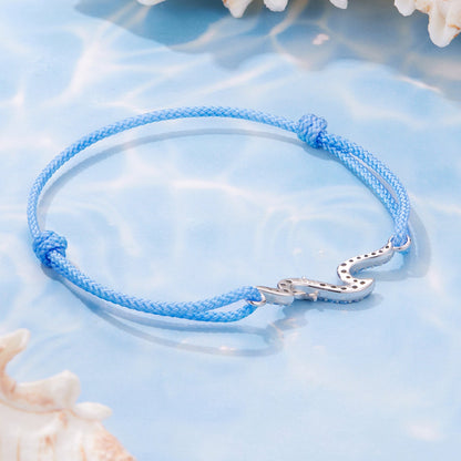 Bracelet 925 sterling silver adjustable blue cord with CZ pendants by Bids.com on Tampa Home & Garden Store