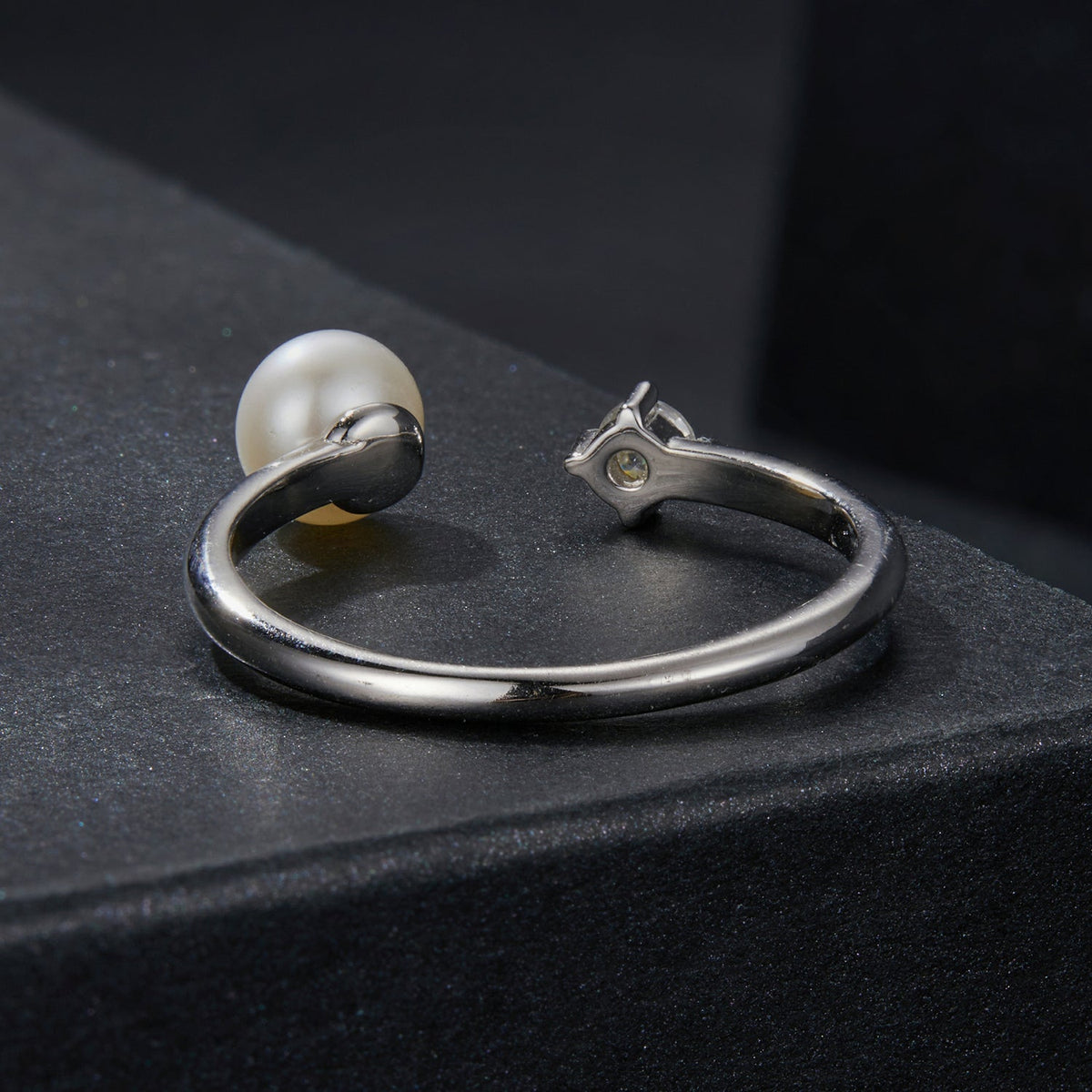 Sterling silver shell pearl ring for women with moissanite accent, size E, by Bids.com on Tampa Home & Garden Store