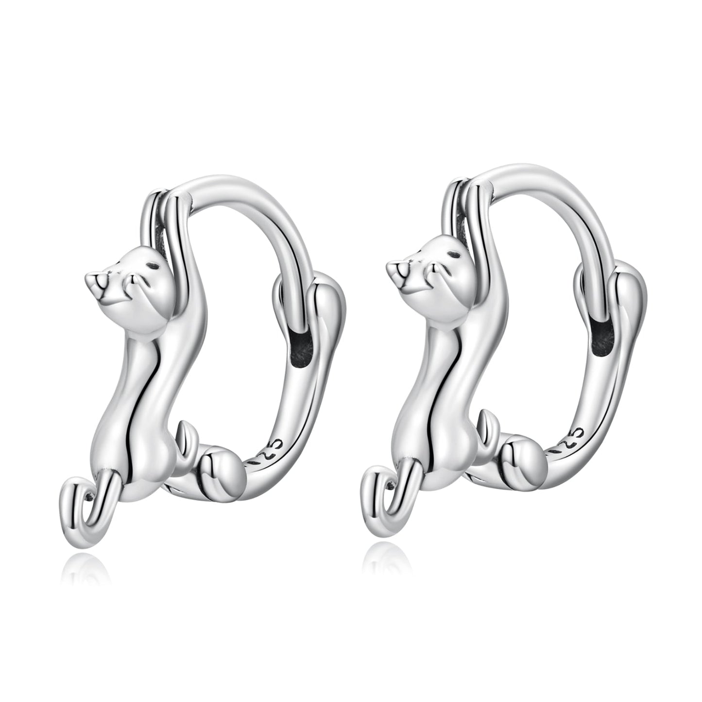 Pair of silver-plated hoop earrings size 1.8cm featuring a small animal figure on Tampa Home & Garden Store