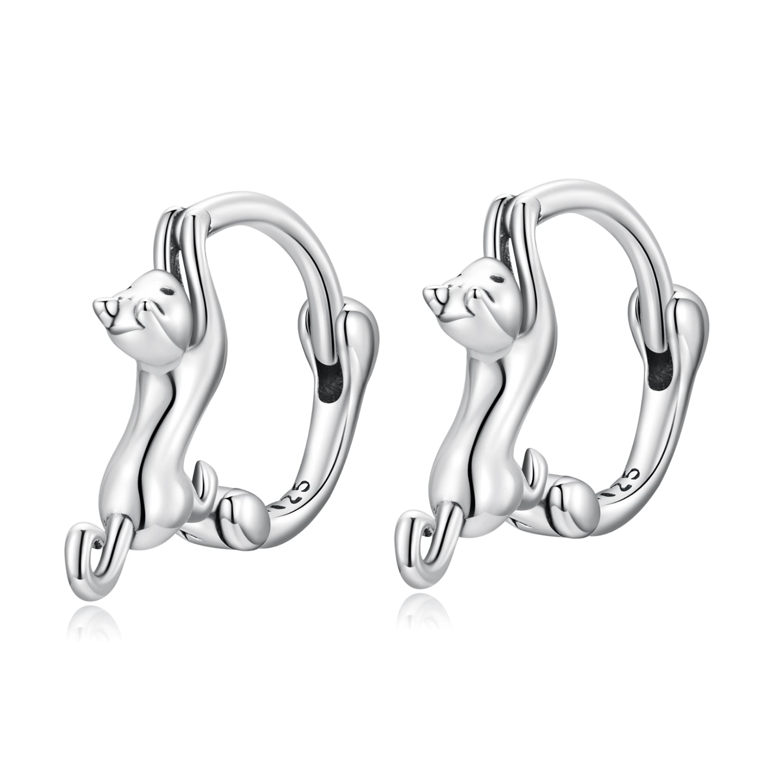 Pair of silver-plated hoop earrings size 1.8cm featuring a small animal figure on Tampa Home & Garden Store