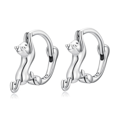 Pair of silver-plated hoop earrings size 1.8cm featuring a small animal figure on Tampa Home & Garden Store
