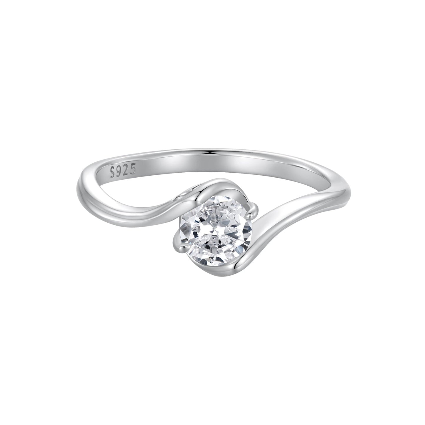Ring 925 silver twist-band moissanite center stone, women's ring by Bids.com on Tampa Home & Garden Store