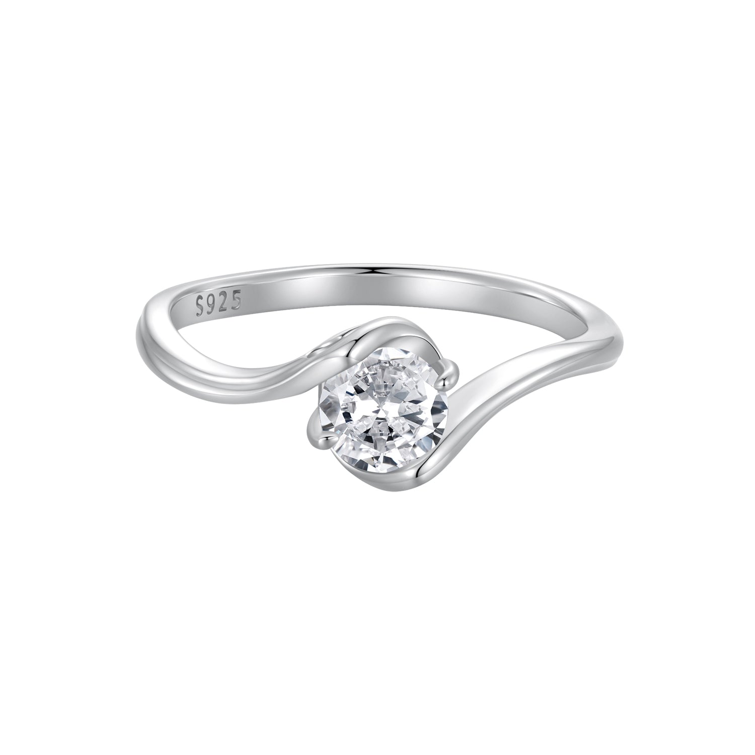 Ring 925 silver twist-band moissanite center stone, women's ring by Bids.com on Tampa Home & Garden Store