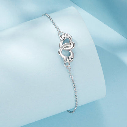 Bracelet 925 sterling silver white gold plated with interlocking rounded pendant on Tampa Home & Garden Store