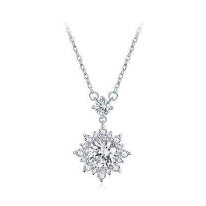 Sterling Silver Moissanite Necklace with platinum pavé halo pendant on 450mm chain by Bids.com on Tampa Home & Garden Store