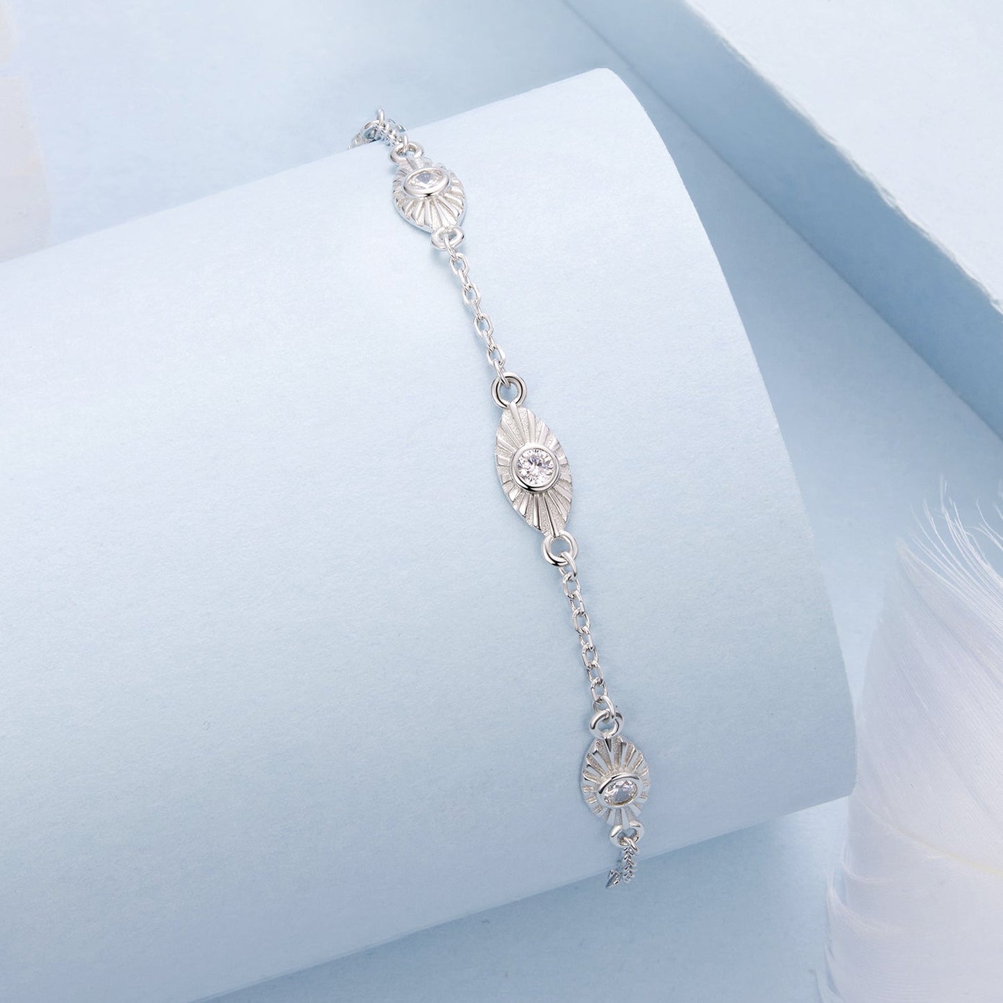 Bracelet 925 Sterling Silver white gold plated with CZ pendants for Women by Bids.com on Tampa Home & Garden Store
