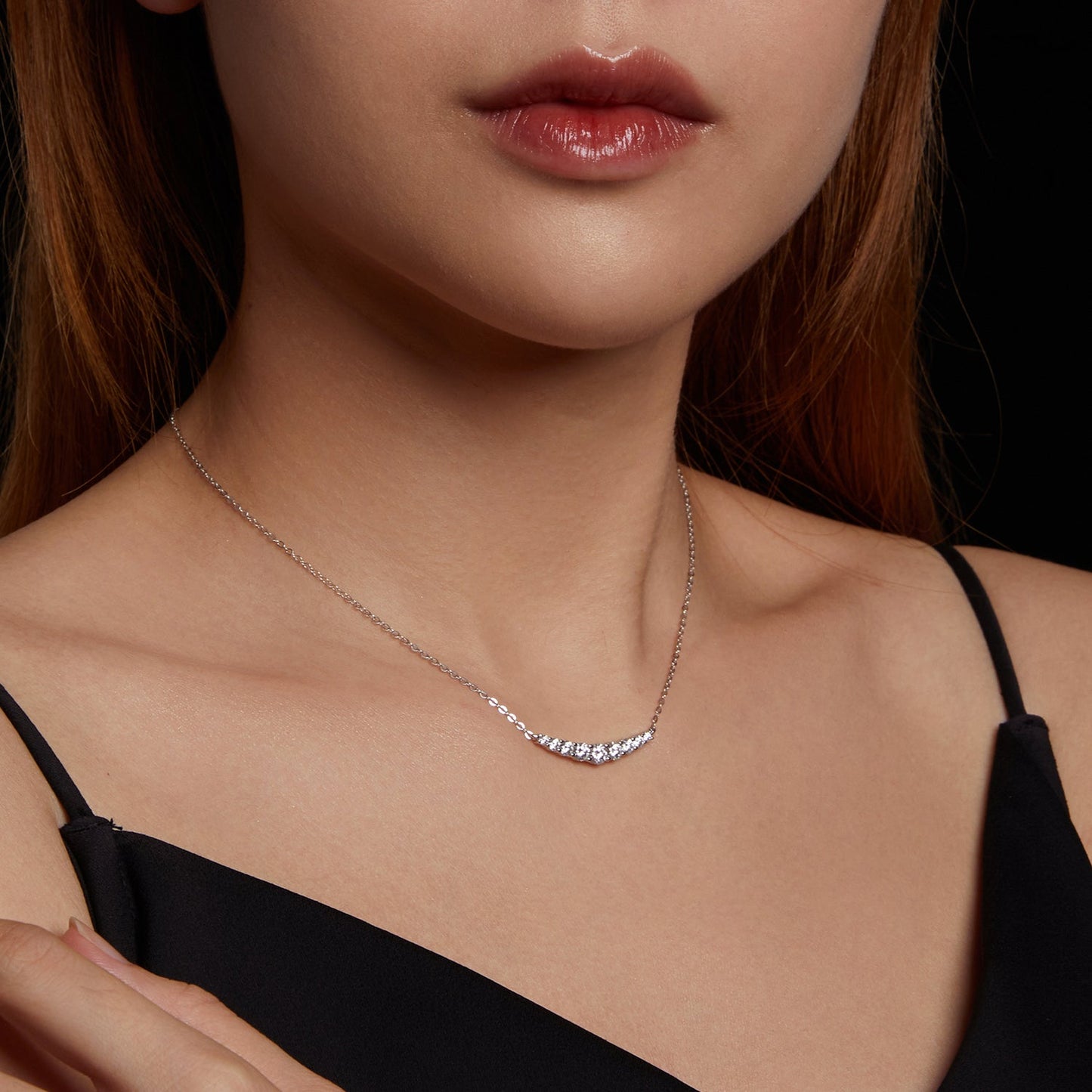 925 Sterling Silver White Gold Plated Moissanite Necklace, 38+5cm, for Women, Bids.com on Tampa Home & Garden Store