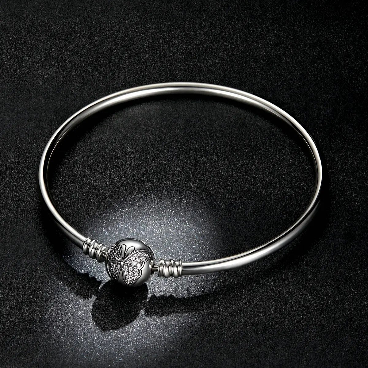 Bracelet 925 Sterling Silver oxidized CZ with pave bead charm, 17.0 cm, Bids.com on Tampa Home & Garden Store