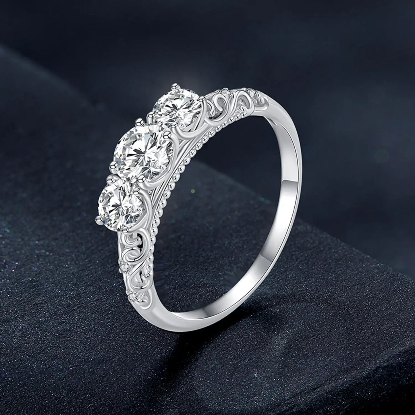 925 Sterling Silver Moissanite Pave Setting Ring size 6 for Women by Bids.com on Tampa Home & Garden Store