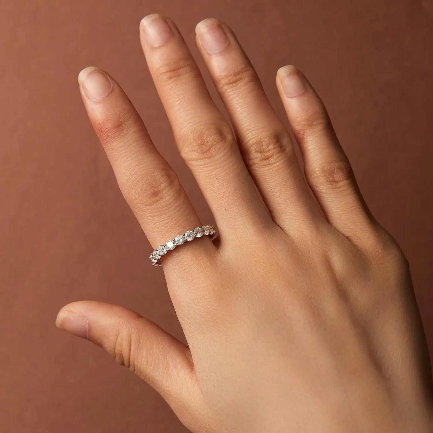 925 Sterling Silver Moissanite Ring for Women with 3mm stones, size 6 on finger on Tampa Home & Garden Store