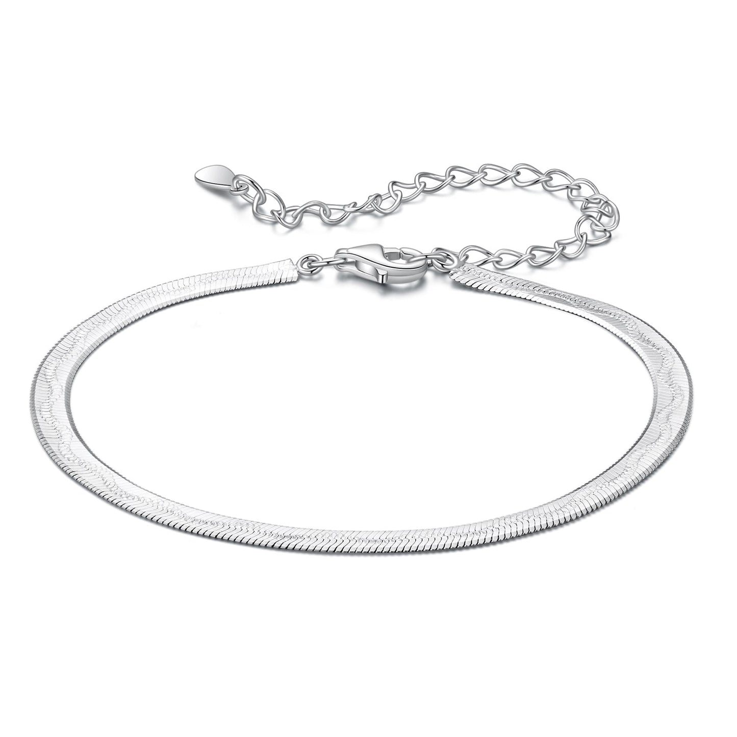 Bracelet 925 Sterling Silver Plated White Gold, unisex snake chain with lobster clasp on Tampa Home & Garden Store