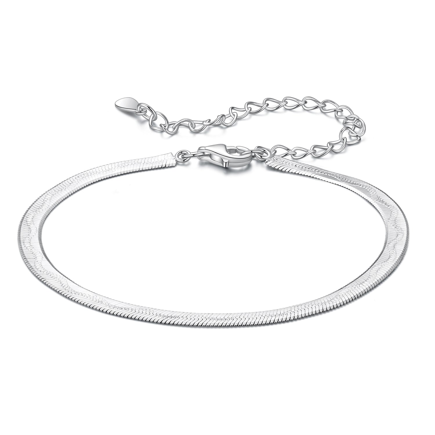 Bracelet 925 Sterling Silver Plated White Gold, unisex snake chain with lobster clasp on Tampa Home & Garden Store