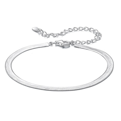 Bracelet 925 Sterling Silver Plated White Gold, unisex snake chain with lobster clasp on Tampa Home & Garden Store