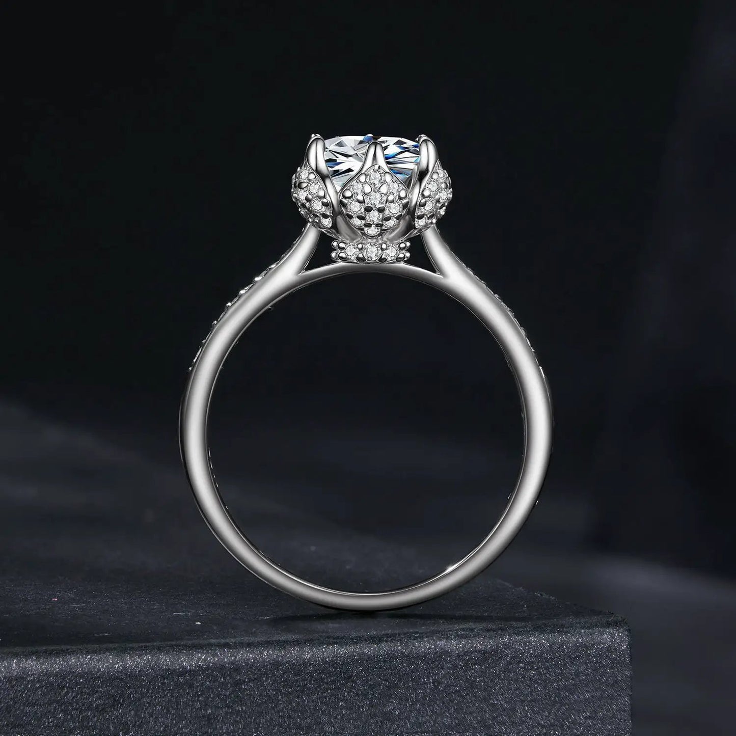925 Silver Moissanite Ring 1ct center stone, white gold plated, size 6, Bids.com on Tampa Home & Garden Store