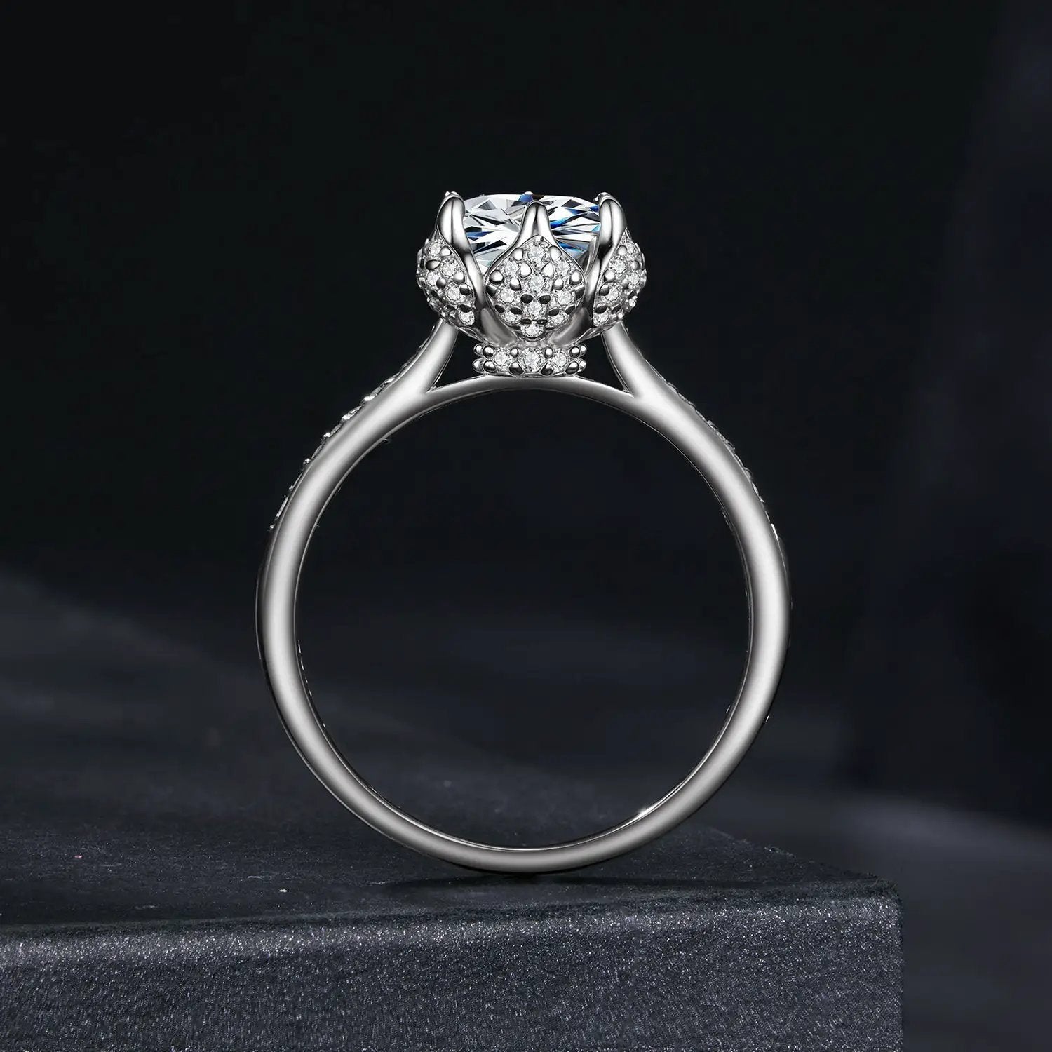 925 Silver Moissanite Ring 1ct center stone, white gold plated, size 6, Bids.com on Tampa Home & Garden Store