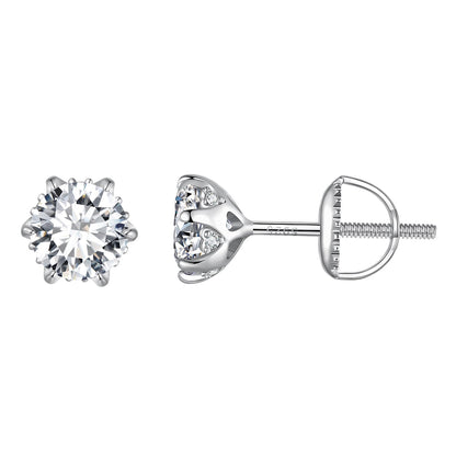 Earrings 925 Sterling Silver Moissanite Studs, 6.5mm, screw-back by Bids.com on Tampa Home & Garden Store