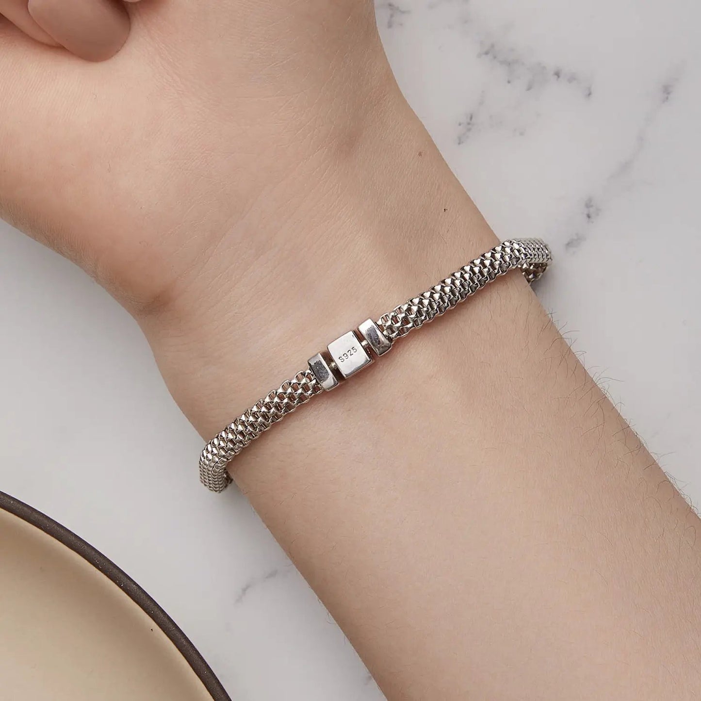 Bracelet silver plated 925 sterling with S925 tag, women's 17.0 size mesh chain, Bids.com on Tampa Home & Garden Store