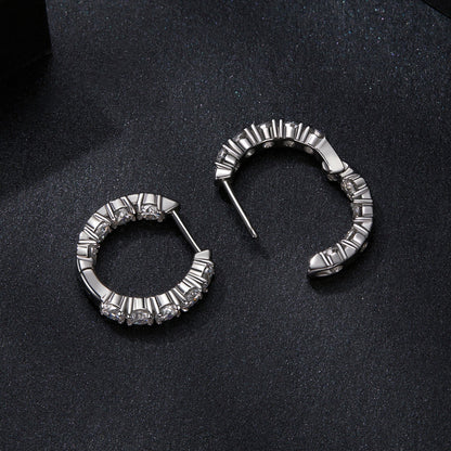 Moissanite hoop earrings, 925 sterling silver, white gold plated, 0.1 ct, 1.5x0.3 cm, Bids.com on Tampa Home & Garden Store