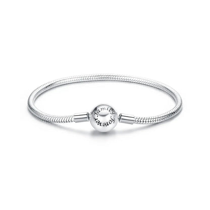 Sterling silver bracelet for women with oxidized finish and engraved family forever bead on Tampa Home & Garden Store