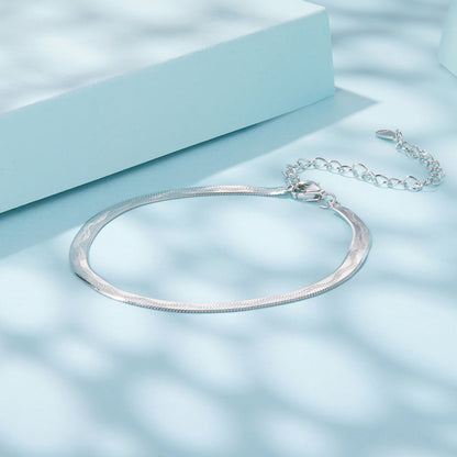 Bracelet 925 Sterling Silver Plated white-gold herringbone chain with extension by Bids.com on Tampa Home & Garden Store