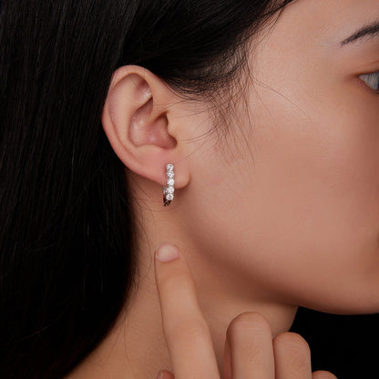 S925 sterling silver moissanite hoop earrings, 3-stone design, 0.30ct for women by Bids.com on Tampa Home & Garden Store