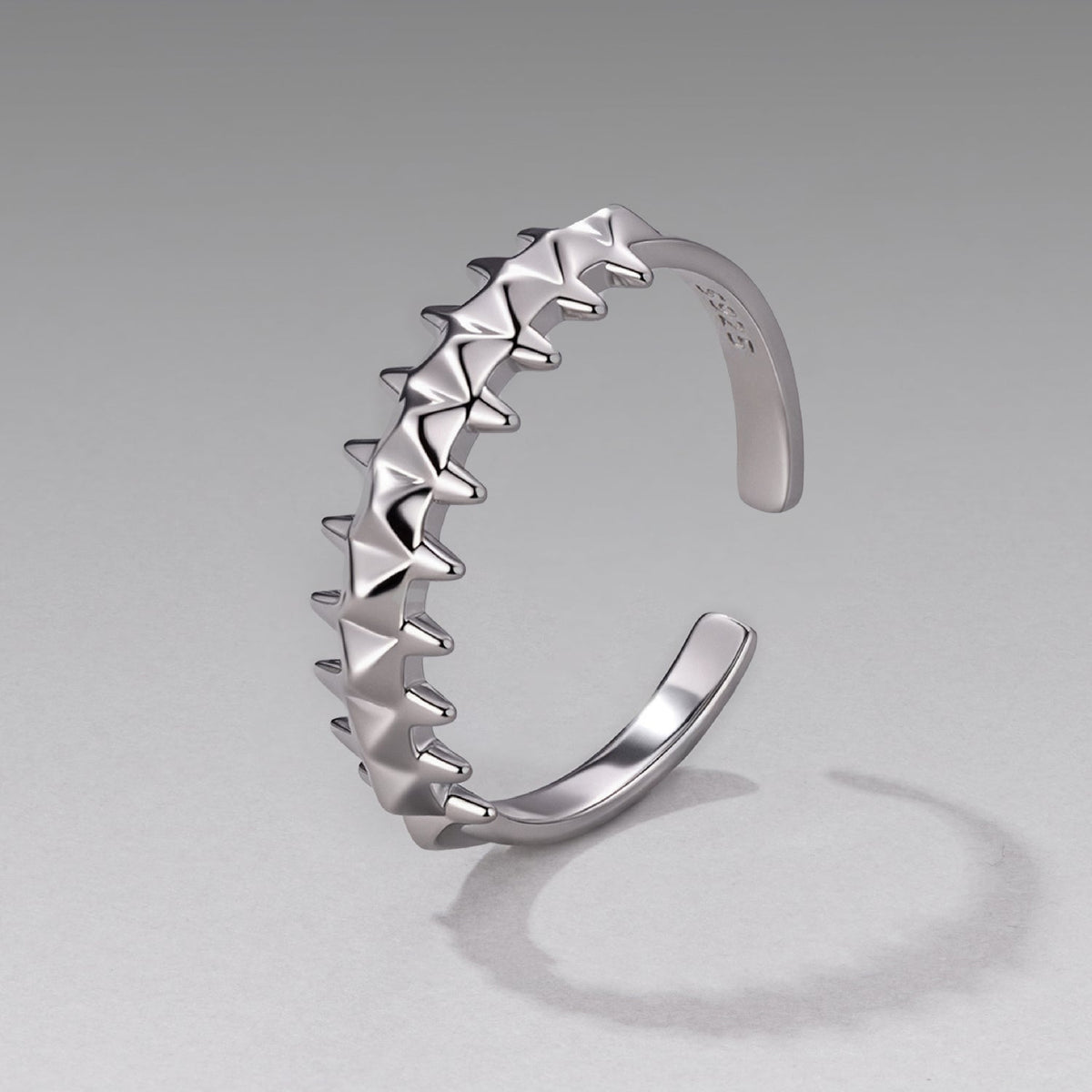 Ring, 925 sterling silver with white-gold plating, women's spike band, 2.4mm wide on Tampa Home & Garden Store