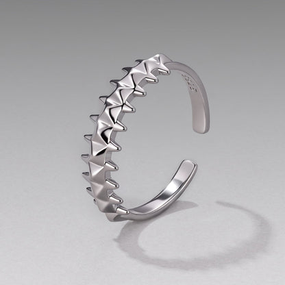 Ring, 925 sterling silver with white-gold plating, women's spike band, 2.4mm wide on Tampa Home & Garden Store