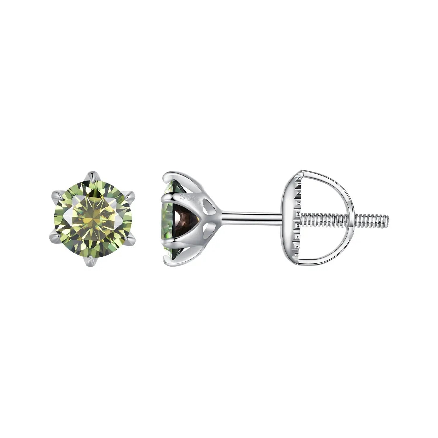 Moissanite stud earring in 925 sterling silver, 1.00 carat, 7.0mm, screwback for women on Tampa Home & Garden Store