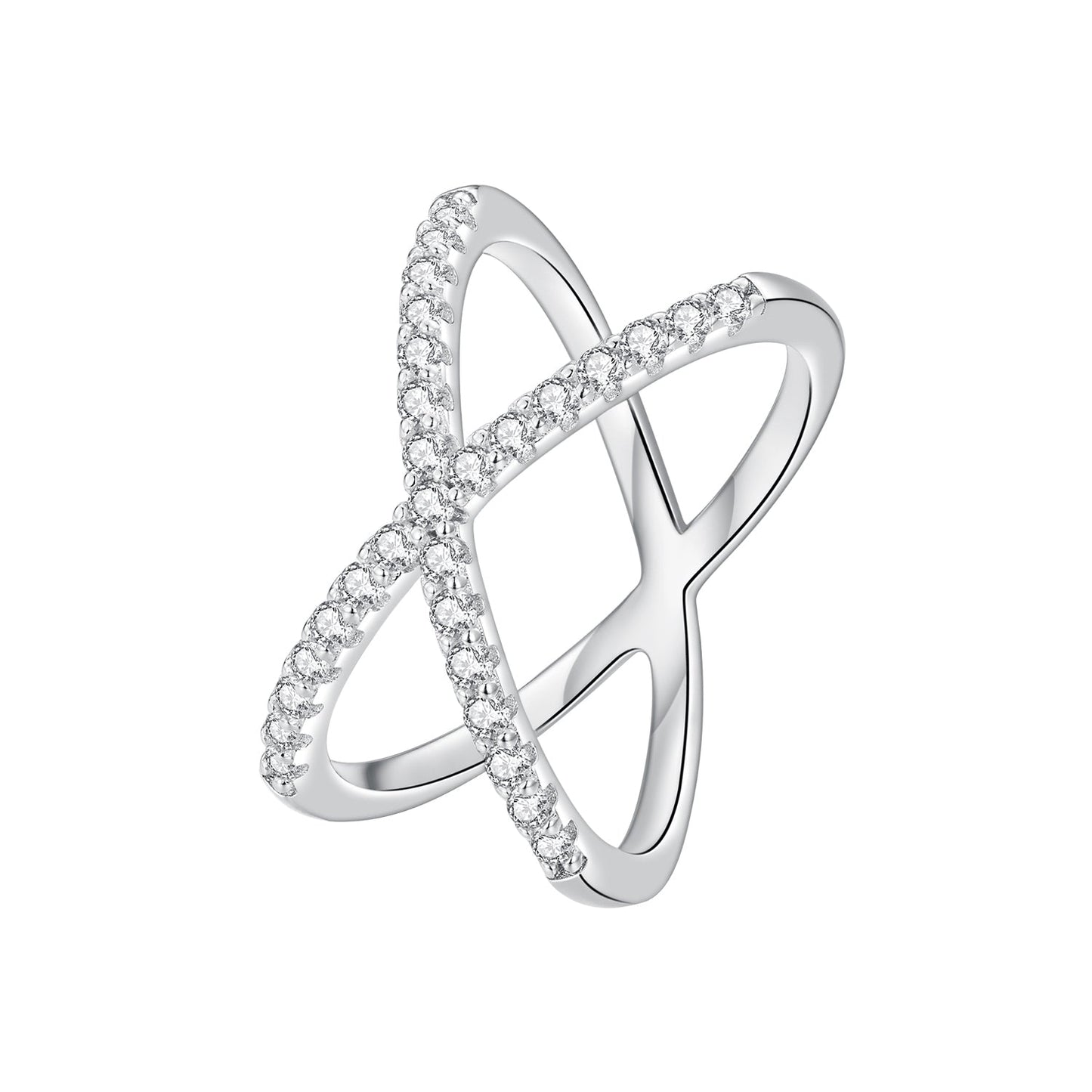 Sterling silver moissanite ring set, size 8, two pave bands with sparkle on Tampa Home & Garden Store