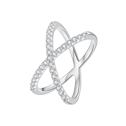 Sterling silver moissanite ring set, size 8, two pave bands with sparkle on Tampa Home & Garden Store
