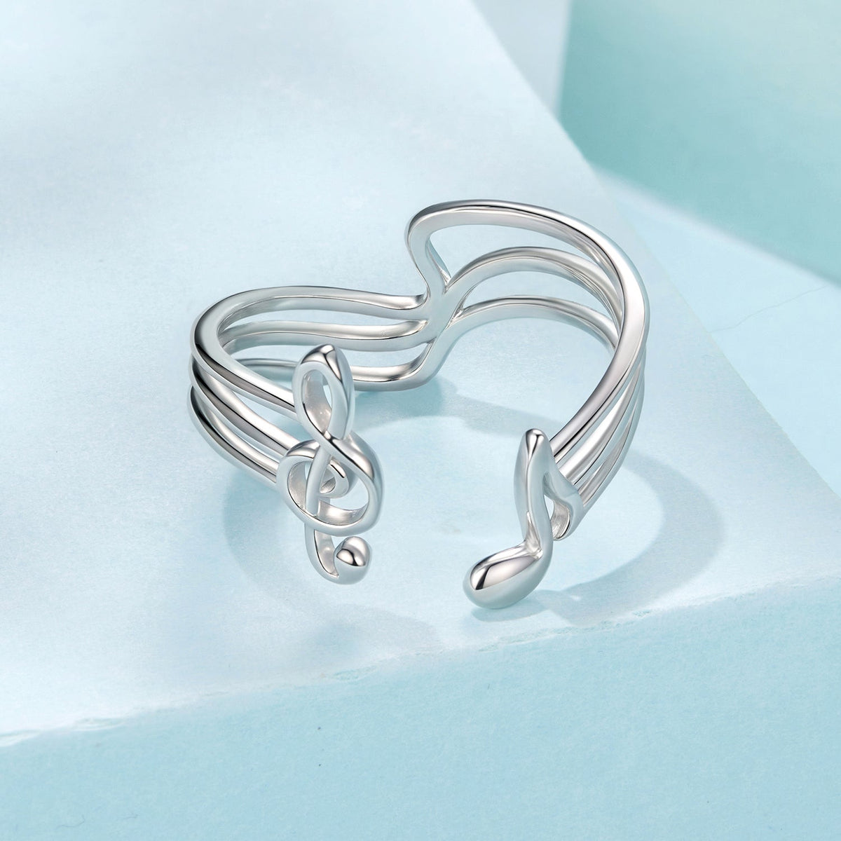 Ring 925 sterling silver plated white gold adjustable multi-band design for women on Tampa Home & Garden Store