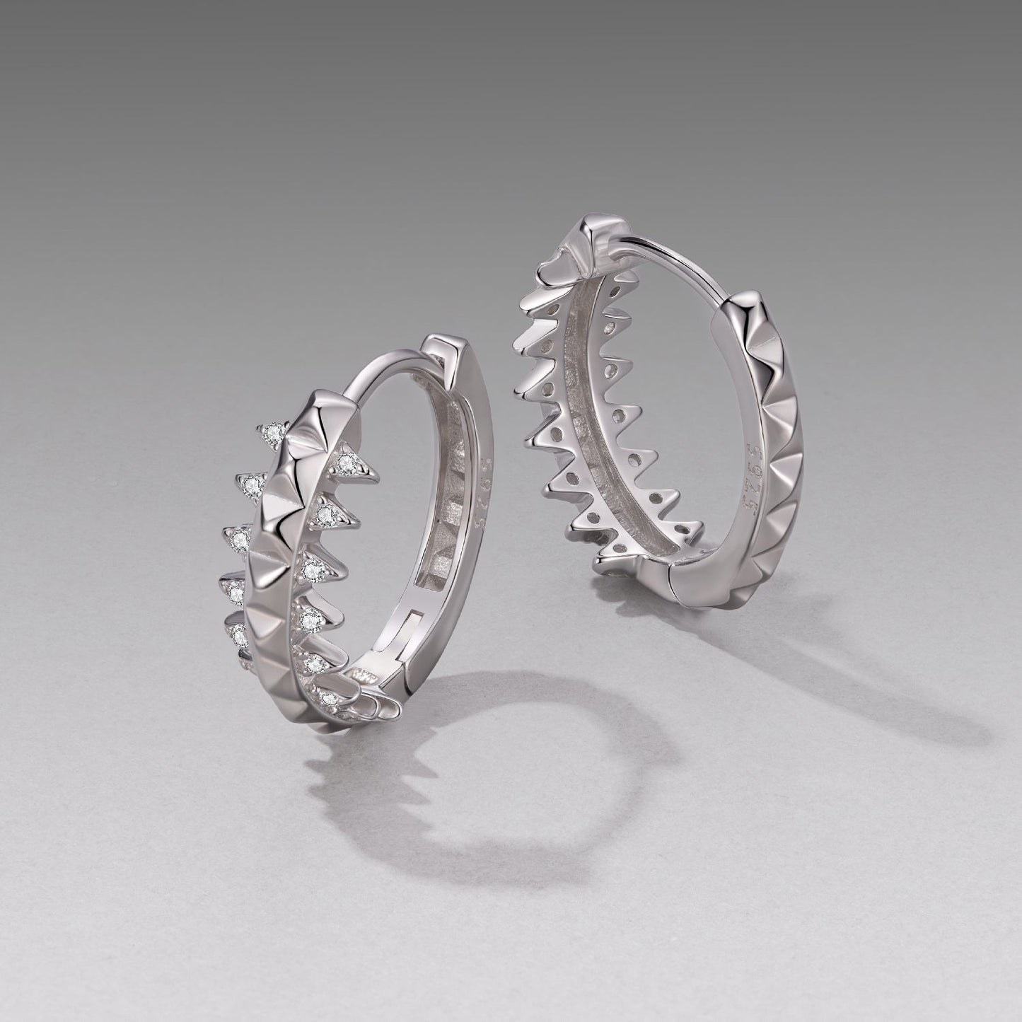 Pave CZ hoop earrings pair, 1.6 cm, white gold plated 925 sterling silver, Bids.com on Tampa Home & Garden Store