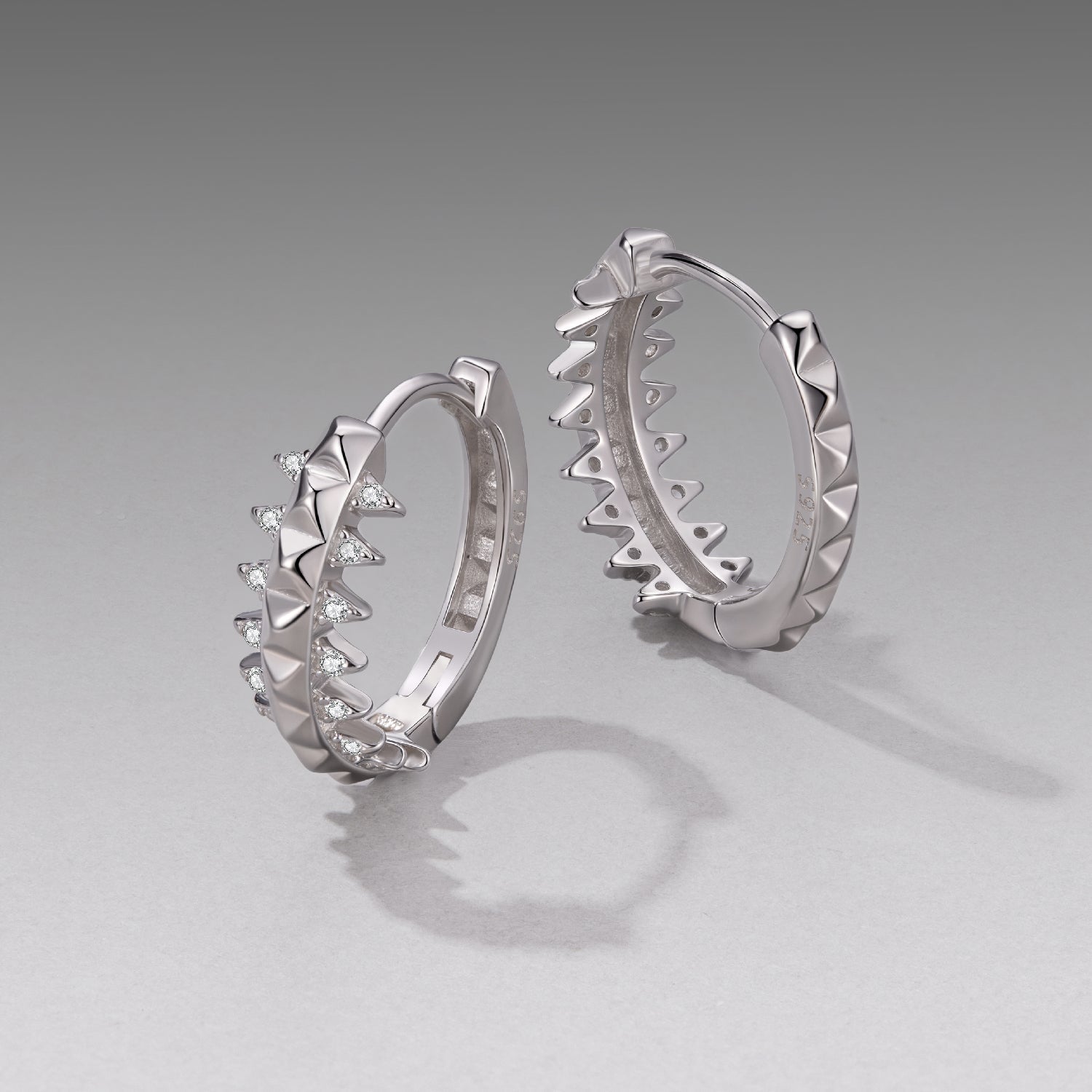 Pave CZ hoop earrings pair, 1.6 cm, white gold plated 925 sterling silver, Bids.com on Tampa Home & Garden Store